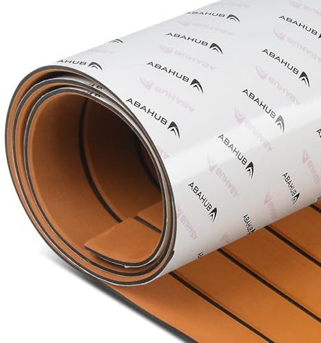 Abahub Teca Sintética Barco Alfombra Autoadhesiva de Espuma EVA Accesorios Náuticos para Barcos Suelo Antideslizante Alfombra de Cubierta de Barco Marino para Barcos Piscina Piso de Yate 243cm x 91cm
