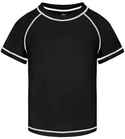 Csqtongan Jungen Schwimmshirt UV Shirt Schwimmen Top Badeshirt Kinder Kurze Ärmel Rash Guard Bademode Schnell Trocken T-Shirt Schwarz 3T