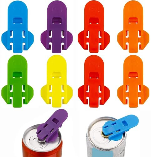 8 Pezzi Apriscatole ad Anello per Bevande, Apriscatole per Bibite, Apriscatole a Scatto Colorata, Apriscatole in Plastica Colorata, Coperchi per Lattine di Bevande, per Cola, Soda, Bevande, Birra