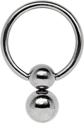 Modern Nature Piercing-Schmuck Titanium ring BCR with double clamping ball in 5/6 mm diameter, 1.6 x 16 mm