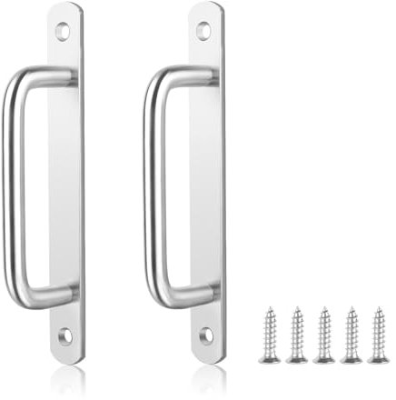 2PCS Poignée de Porte de Grange Coulissante, ELEPRUC Poignee-Porte Acier Inoxydable 304, 160MM Traction de Poignet de Porte Poignées pour Portes de Grange, Armoires, Placard, Tiroirs, Garage et Jardin