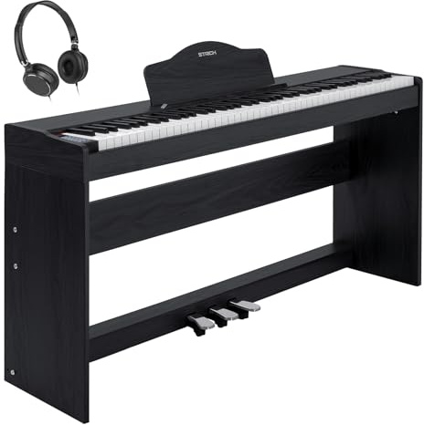 STRICH Digitalpiano, 88 Tasten, gewichtete Hammer-Action-Tastatur, volle Größe, E-Piano-Tastatur mit Möbelständer, 25 W x 2 Lautsprecher, unterstützt USB-MIDI/Wireless Connect, SDP-300W (Farbe schwarz