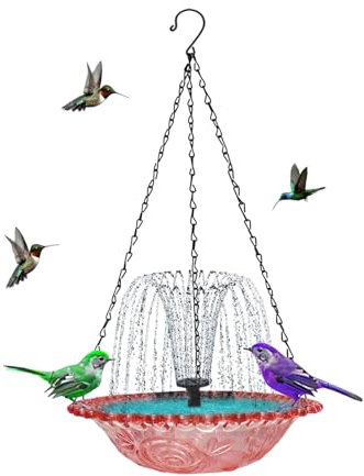 Fierudeng Fuente Solar para Pájaros | Fuente De Agua con Energía Solar | Decoración De Jardín Colgante para Niños Y Amantes De La Naturaleza Patio Terraza Exterior