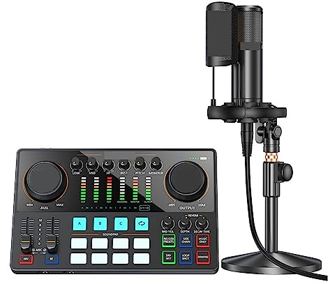 SHEHUALI Kit Carte Son, Jeu de Cartes Son avec Interface de Microphone XLR Podcasting for DJ Live Streaming Phone Computer PC AME2A(Sound Card KIT)