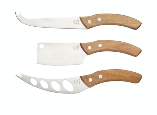 Kitchen Craft Master Class – Set Artesa Formaggio Coltello in Acciaio Inox con Manici in Legno di Acacia, Multicolore