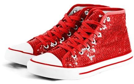 Party-Factory-Ladenburg Pailletten Schuhe Rot Glitzer 36-42 Damen & Herren Designer Schnürer (39)