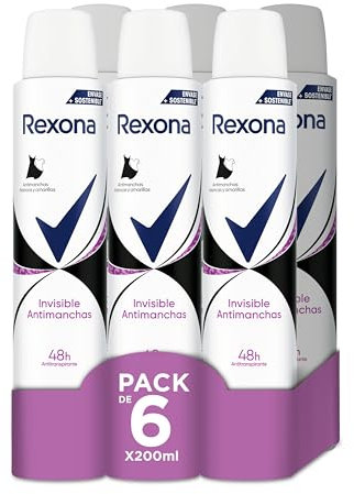 Rexona Invisible Deodorante spray antitraspirante da donna Black&White 200 ml - Confezione da 6