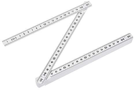 uxcell Folding Ruler 2 Meters 10 Fold Metric Measuring Tool ABS for Woodworking Engineer White