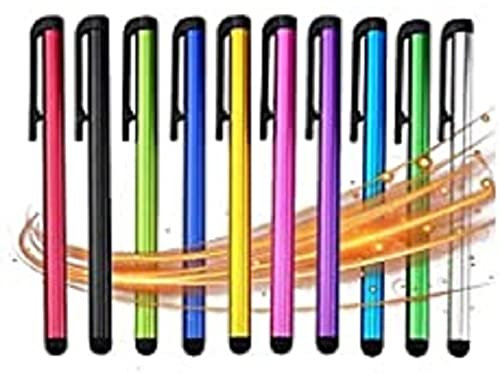 10x Pack Multi Coloured Touch Screen Universal Stylus Pen Compatible With Mobile Phone/Tablet- iPhone, iPad, Samsung, Kindle and All Capacitive Touch Screen Devices