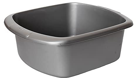 VR7 Plastic Washing Up Bowl Rectangular Grey Washing Bowl for Sink Kitchen Basin Mixing Dish