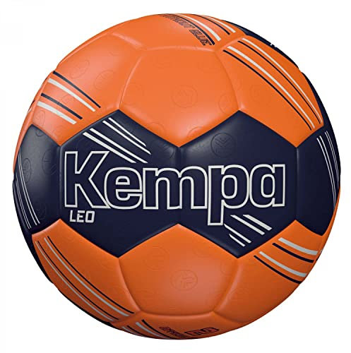 Kempa Leo Handball Trainings- und Spielball, strapazierfähig, griffig, angenehmes Ballgefühl - mit und ohne Harz für Jede Altersklasse geeignet - Marine/Fluo orange