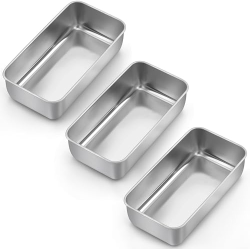 LIANYU 3 Pack Loaf Pans for Baking Bread, 9x5 Inch Bread Loaf Tin Pan, Stainless Steel Meatloaf Baking Bread Tin for Homemade Banana Bread, Dishwasher Safe