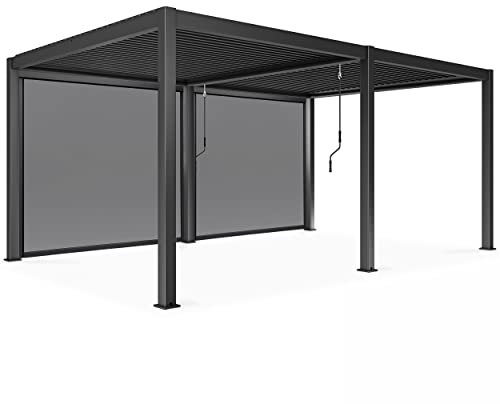 Oviala Bioklimatische Pergola mit Aufsitz, 3 x 6 m, mit 2 Jalousien, Grau