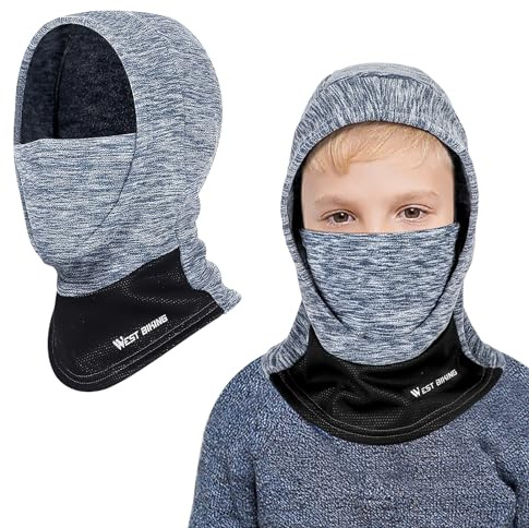AYPOW Passamontagna Invernale in Pile Termico Bambini 6-13Anni, Multifunzione Antivento Caldo Maschera da Sci Ciclismo, Berretti Cappello con Scaldacollo, per Ragazzi Ragazze Sport all'Aria Aperta