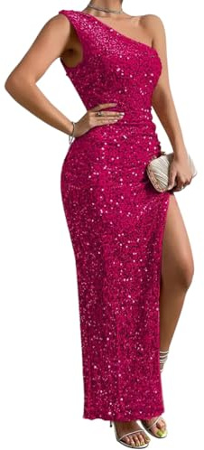 shownicer Robe de Soirée Longue Femme sans Manches Dos Nu Couleur Unie Robe Maxi Bretelles Cocktail Party Dress A Rose Rouge M