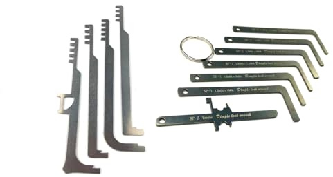 QiDAi Lot de 11 outils de crochetage de serrure, kit de clé de tension, outils de crochetage de serrure avec outils de tension, outils de serrurier utilitaires débutants pour serrures