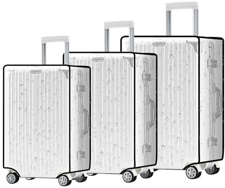 Watproofit Kofferschutzhülle Set, Transparent, 3-teiliges Set für 20, 24 und 28 Zoll Koffer, PVC Kofferhülle, wasserdichte Schutzabdeckung für Koffer