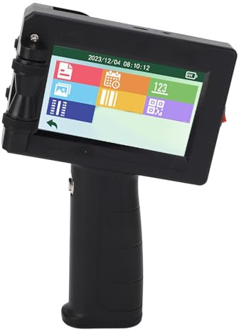 LICAEVEY Stampante a Getto D'inchiostro Portatile, Codificatore a Getto D'inchiostro con Altezza di Stampa da 0,08 a 0,5 Pollici, Codificatrice a Getto D'inchiostro con Schermo da 5