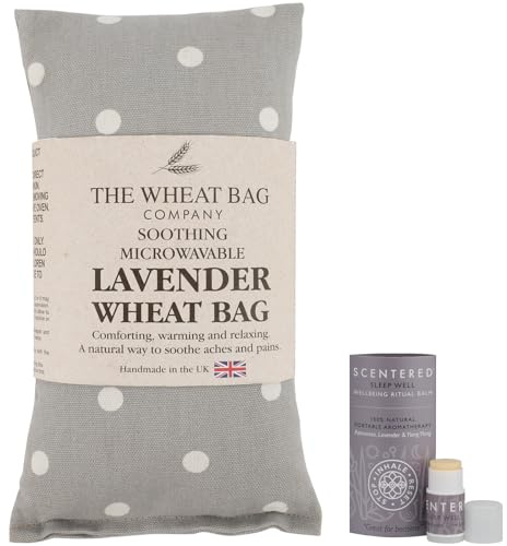 Scentered Lavender Heating Pad & Microwavable Neck Wrap – Aromatherapy Neck Pillow & Sleep Balm Gift Set – Pain Relief for Muscle Aches, Shoulders & Back – Heat Pack & Essential Oil Roll On for Sleep