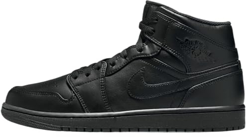 NIKE Air Jordan 1 Mid Men's Trainers Sneakers Basketball Fashion Leather Shoes 554724-093 UK11 (EU46) Black