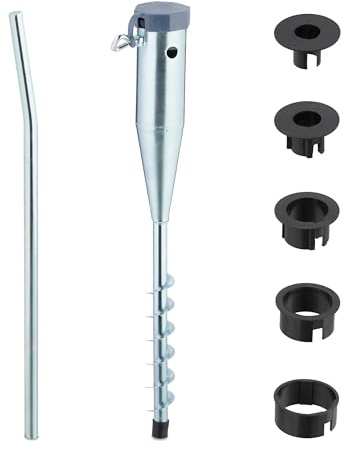 Relaxdays Soporte Sombrilla de Playa, Tendedero Paraguas, 25-55 mm Grosor Poste, para Enroscar, Acero, Plateado/Gris