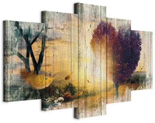 murando - Quadro Acustico Alberi Autunno 200x100 cm 5 Pezzi - Stampa su Tela Schiuma Acustica - Quadri Fonoassorbenti Decorativi Moderni - Insonorizzati Camera da Letto Acustiche c-C-0065-b-o