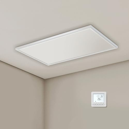 EVOKOR Infrarotheizung Deckenmontage mit Thermostat 660W, Infrarot Deckenheizung mit Überhitzungsschutz, Heizplatte Heizkörper Heizpaneel, Elektroheizung Energiesparend-1030 * 630mm