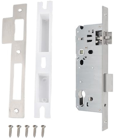 ACESOME Serrure à cadre tubulaire, serrure à encastrer en aluminium, serrure de porte d'entrée, serrure pour portail de jardin, serrure à encastrer pour porte de chambre (entraxe 50 mm)