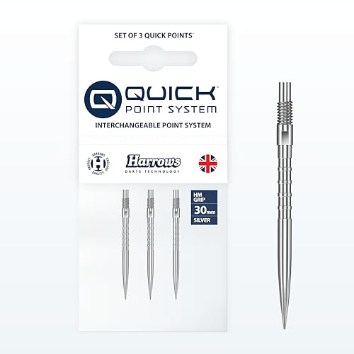 Harrows HM Grip Heavy Metal Quick Points – Pointes de fléchettes inspirées de Ryan Searle avec Anneaux de préhension carrés – Système de Pointe Rapide Anti-Rupture pour échanges Rapides de Points