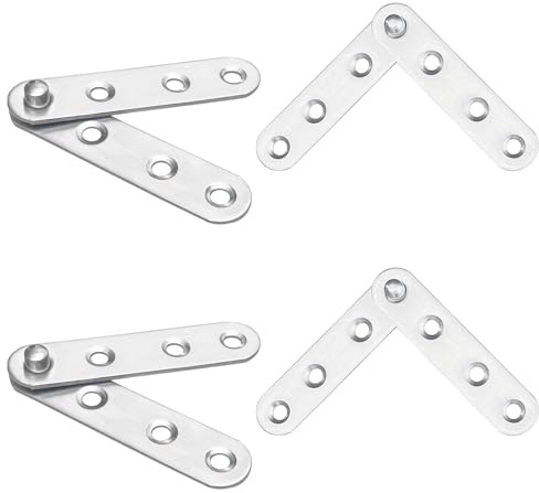 Bebochoi 4 Pezzi Cerniera Nascosta Girevole A 360 Gradi Cerniere a Perno in Acciaio Inossidabile, Cerniera a Bilico per Porta a Scomparsa Accessori Hardware, per Finestre e Armadi, 100 x 17 mm