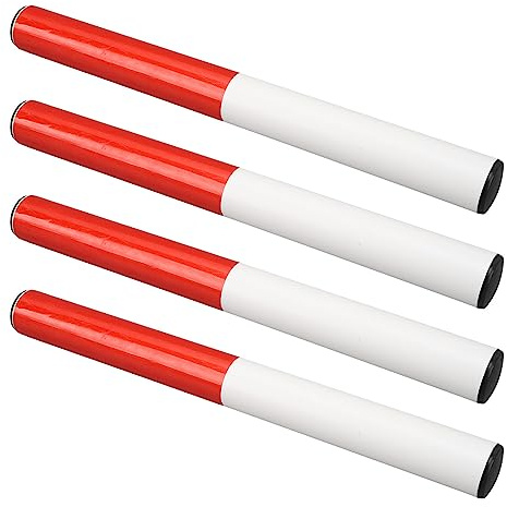 ERYUE Bastón para Correr Rojo y Blanco para Niños Relevos de Pista y Campo, Bastón de PVC 4 Piezas Entrenamiento Deportivo Juegos Escolares