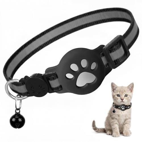 1 Collare Gatto per Airtag con Riflettente, Collare Elastico per Gattini con Supporto Compatibile con Airtag, Set 1 Rosso, Accessorio per Animali, Protezione e Sicurezza