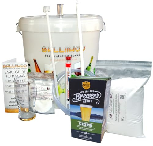 Balliihoo Homebrew Kit - Basic Starter Equipment Set with 40 Pint Cider Ingredients & 1Kg Brewing Sugar