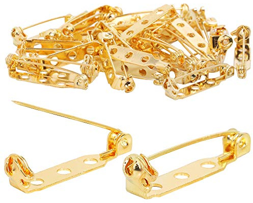 TRIXES 100PC spilla pin – chiusura di sicurezza con retro Bar Fastener - 25mm - Oro