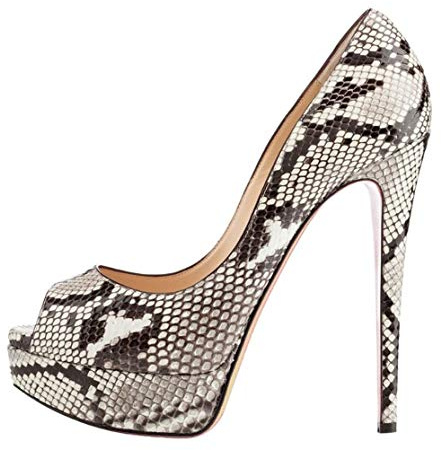 Mettesally Women's Peep Toe Court Shoes Stiletto Sandals High Heel Platform Pumps Snake Skin Shoes Python UK4