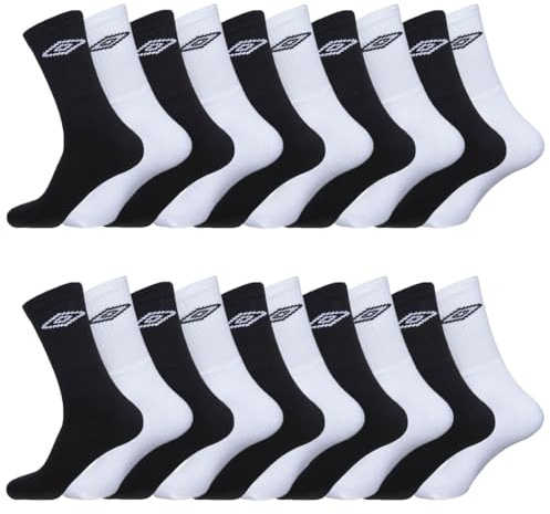 Umbro Calcetines Hombre Deporte Flexibles - Paquete de 20 - Calcetines Altos Hombre, Running, Soporte Antideslizante
