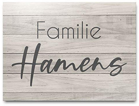 Holz Türschild mit Namen für die Familie | Perfektes Namensschild aus Holz für die Haustür, Hauswand, Wohnung | Einfache Befestigung (selbstklebend/mit Bohrlöchern/Kordel)
