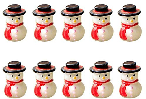 PULABO 10x Miniature De Noël Bonhomme De Neige Sculpture Résine Statue Figurine Maison De Poupée Jardin Décoration Micro Aménagement Paysager De Noël Ornements 1.5 * 2cm Durable et Pratique durable