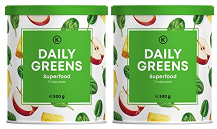 2x 300 Gramm I Daily Greens Superfood Pulver I Alternative zu Athletic Greens I Greens Pulver mit Superfoods, Vitaminen, Mineralstoffen, vegan Protein und Ballaststoffen I Smoothie Pulver