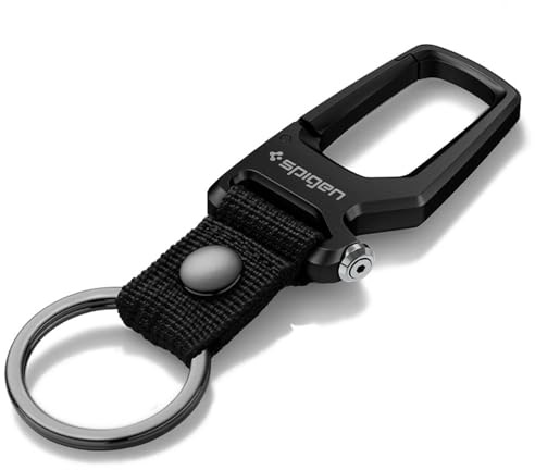 Spigen Mosquetón con Llavero, Llavero Abrebotellas para hombres y mujeres, Mosqueton pequeño para coche moto - Negro