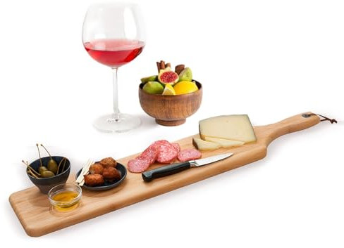 Sleony world brands Planche à fromages 100 % bambou, planche à fromages et collations, planche en bois pour apéritifs, planche à charcuterie et fromage, planche à fromages en bois, planches à picoter