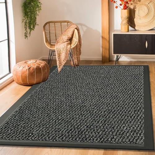Large Door Mat for Outdoor Use - High Traffic Areas Dirt Grabber Kitchen Mat Soft Solid Pattern Waterproof Rubber Backing Anti Slip Floor Mat - 60 x 90 cm, Grey