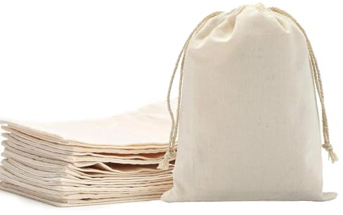 Leylve 16 borse Jumbo da dipingere (25 x 30 cm) | Borsa in cotone con coulisse | Borsa vuota in tessuto da riempire per graffiti ricami | ideale per matrimoni, battesimi, calendari