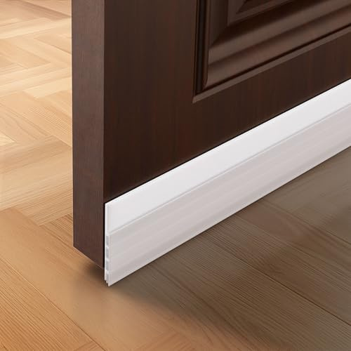 Burlete Puerta Entrada, 100 cm, Burletes para Puertas, Burlete Ventana, Tira de Sellado de Silicona Autoadhesiva, Reemplazable, A Prueba de Viento, Repelente de Insectos, Insonorizante (Blanco)