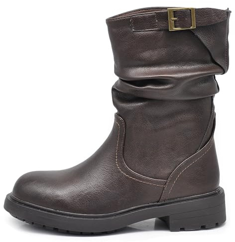 IF Botas Botines Anfibi Motociclista Biker Con Hebilla Para Mujer G680, 39 EU