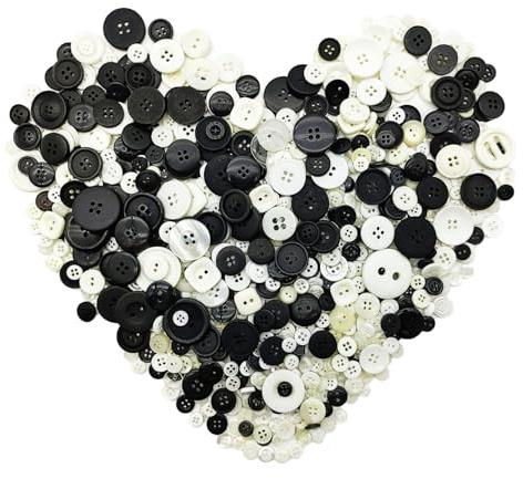 600-700Pcs Assorted Size Black and White Craft Buttons White Black Button for Crafts Bulk Buttons Black White for Crafting Art DIY Decor