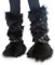 uikios Faux Furs Leg Warmers for Women Punk Rivets Leg Harness Fuzzy Plush Snow Boot Covers Socks for Parties and Casual
