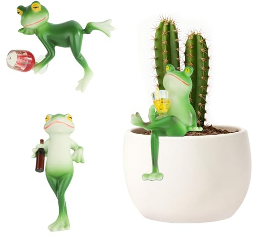 YELKOEYN 3 PCS Frogs Garden Ornaments Outdoor – Quirky Miniature Animal Figures for Pot or Planter, Climbing Figurines as Pond Ornaments Outdoor for Funny Resin Garden or Yard Sculpture