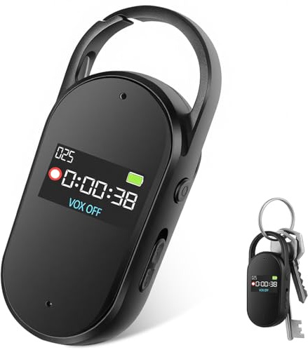 64GB Registratore Vocale - PortatileMini Registratore Audio Digitale Professionale Con Attivazione Vocale e MP3, Design a Portachiavi, AGC Riduzione del rumore, Lezioni, Riunioni, S29 (Black)