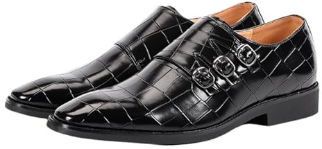 Hantverkade Lacklader Affärsloafers Vintage Dubbel Monk-strap Klädkor For Män Bröllop Och Avslappnade Tillfällen